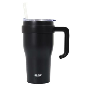 KUBEK TERMICZNY Miami 600 ml czarny z uchwytem i słomką 652220