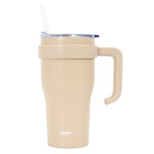 KUBEK TERMICZNY Miami 600 ml z uchwytem i słomką beżowy 652221