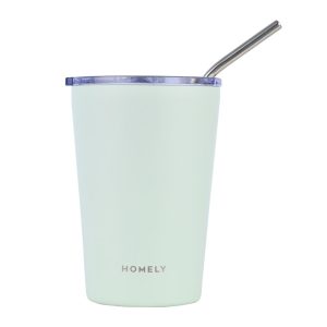 Kubek termiczny Seafoam 400 ml stal nierdzewna zielony ze słomką 854756 Kubek termiczny Seafoam 400 ml stal nierdzewna zielony ze słomką 854756