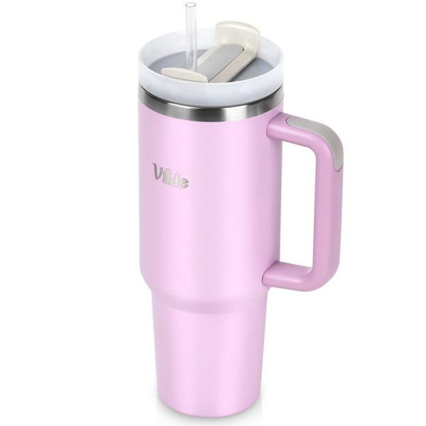 Kubek termiczny stalowy różowy z uchwytem 1,2 l 918082