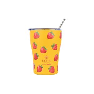Kubek termiczny w truskawki 350 ml Berry stalowy żółty z słomką 1032003