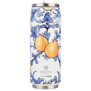 Kubek termiczny ze słomką Amalfi Coast 500 ml stal nierdzewna biały 951390