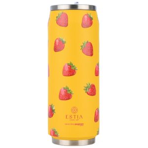 Kubek termiczny ze słomką Berry Bright 500 ml stal nierdzewna żółty 951398