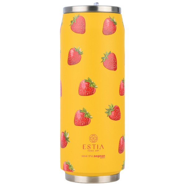 Kubek termiczny ze słomką Berry Bright 500 ml stal nierdzewna żółty 951398