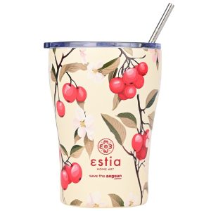 Kubek termiczny ze słomką Sakura Whisper 350 ml stal nierdzewna kremowy 951396