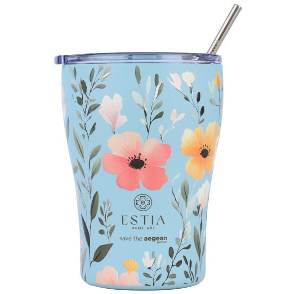 Kubek termiczny ze słomką Sky Garden 350 ml stal nierdzewna niebieski 951403