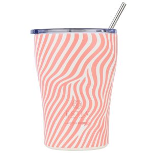 Kubek termiczny ze słomką Soft Ripple 350 ml stal nierdzewna pomarańczowy 951388