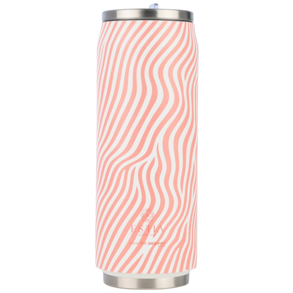 Kubek termiczny ze słomką Soft Ripple 500 ml stal nierdzewna pomarańczowy 951394