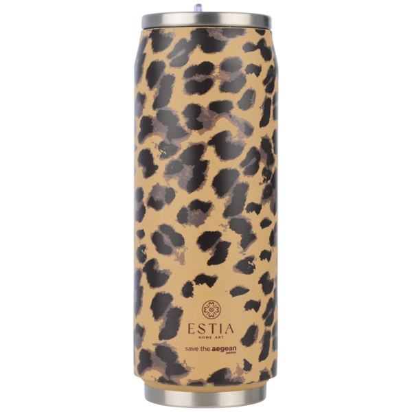 Kubek termiczny ze słomką Spotted Prowl 500 ml stal nierdzewna panterka 951402