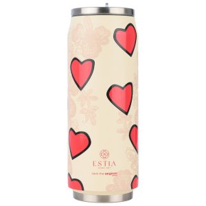 Kubek termiczny ze słomką Tender Lace 500 ml stal nierdzewna kremowy 951389