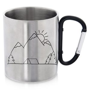 Kubek turystyczny stalowy z karabińczykiem 350 ml 596241 Kubek turystyczny stalowy z karabińczykiem 350 ml 596241