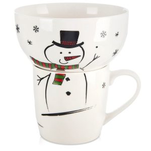 Kubek z miseczką dla dziecka porcelanowy bałwan 2 el. 741547 Kubek z miseczką dla dziecka porcelanowy bałwan 2 el. 741547