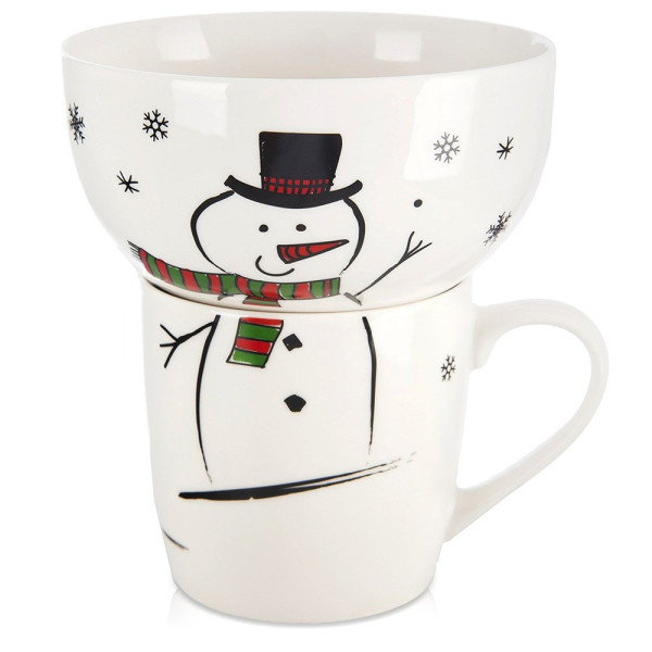 Kubek z miseczką dla dziecka porcelanowy bałwan 2 el. 741547