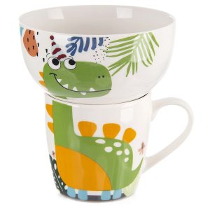 Kubek z miseczką dla dziecka porcelanowy dinozaur 2 el. 741571 Kubek z miseczką dla dziecka porcelanowy dinozaur 2 el. 741571