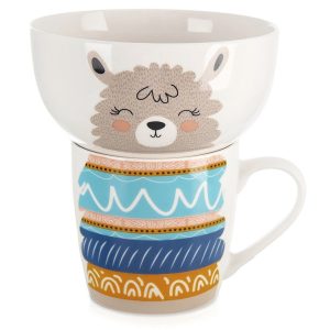 Kubek z miseczką dla dziecka porcelanowy lama 2 el. 741544 Kubek z miseczką dla dziecka porcelanowy lama 2 el. 741544