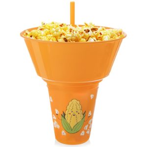 Kubek z miską na popcorn pomarańczowy 500 ml 356673 Kubek z miską na popcorn pomarańczowy 500 ml 356673
