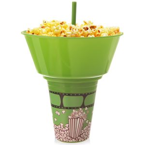 Kubek z miską na popcorn zielony 500 ml 356651 Kubek z miską na popcorn zielony 500 ml 356651