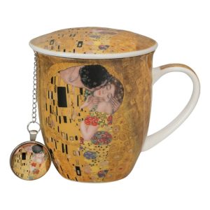 Kubek z zaparzaczem porcelana z motywem obrazu Pocałunek Gustav Klimt 400ml 799402 Kubek z zaparzaczem porcelana z motywem obrazu Pocałunek Gustav Klimt 400ml 799402