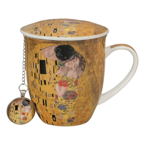 Kubek z zaparzaczem porcelana z motywem obrazu Pocałunek Gustav Klimt 400ml 799402