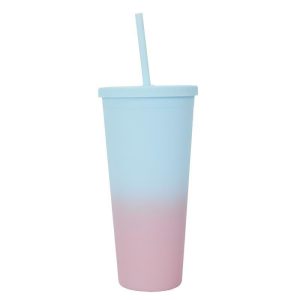 KUBEK ZE SŁOMKĄ Tie-Dye PP 700 ml niebiesko-różowy 652217 KUBEK ZE SŁOMKĄ Tie-Dye PP 700 ml niebiesko-różowy 652217
