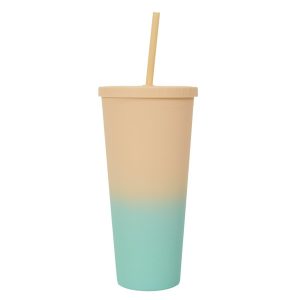 KUBEK ZE SŁOMKĄ Tie-Dye PP 700 ml żółto-turkusowy 652216 KUBEK ZE SŁOMKĄ Tie-Dye PP 700 ml żółto-turkusowy 652216