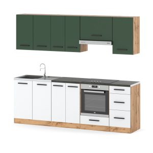 Kuchnia 2.4m modułowa duża wotan butelkowa zieleń biała mat 576338