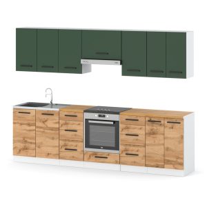 Kuchnia duża modułowa 2.8m biały butelkowa zieleń dąb wotan 595381 Kuchnia duża modułowa 2.8m biały butelkowa zieleń dąb wotan 595381