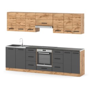 Kuchnia duża modułowa roma 2.8m wotan dąb wotan szary mat 595376 Kuchnia duża modułowa roma 2.8m wotan dąb wotan szary mat 595376