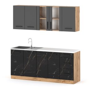 Kuchnia mała modułowa rest 2.0m wotan szary san sebastian 602138 Kuchnia mała modułowa rest 2.0m wotan szary san sebastian 602138
