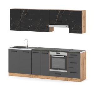 Kuchnia modułowa 2.4m duża wotan san sebastian szary mat 576383 Kuchnia modułowa 2.4m duża wotan san sebastian szary mat 576383