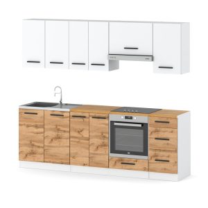 Kuchnia modułowa 2.4m mokka plus biała biały mat dąb wotan 576336 Kuchnia modułowa 2.4m mokka plus biała biały mat dąb wotan 576336