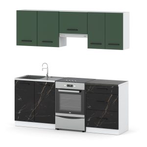 Kuchnia modułowa 2m biała butelkowa zieleń san sebastian 602087 Kuchnia modułowa 2m biała butelkowa zieleń san sebastian 602087