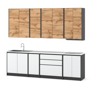 Kuchnia modułowa bella 2.6m nowoczesna szary wotan biały 576568 Kuchnia modułowa bella 2.6m nowoczesna szary wotan biały 576568