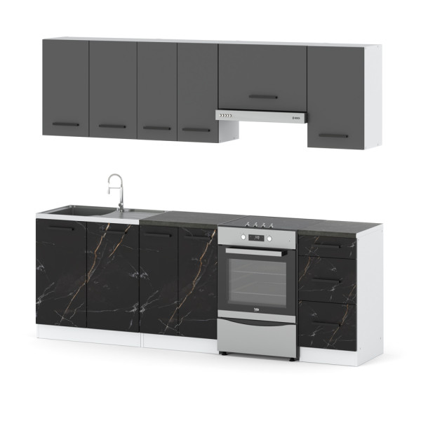 Kuchnia modułowa mokka 2.4m biała szara mat san sebastian 576363