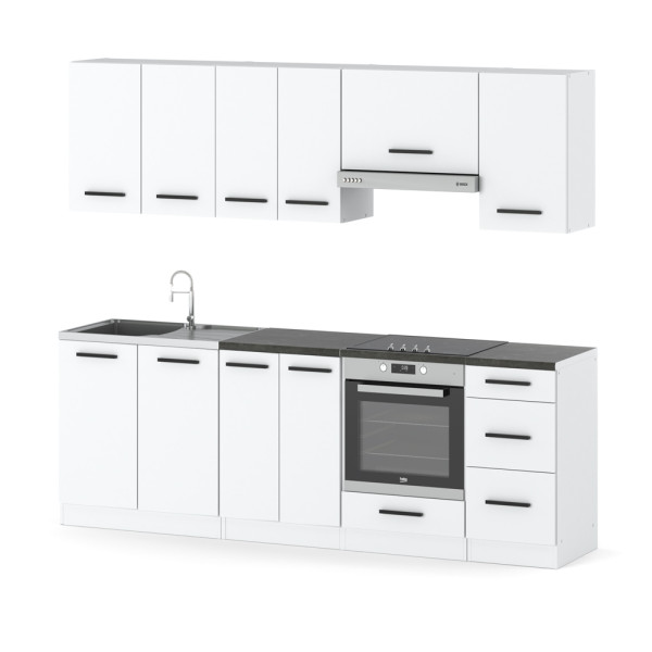 Kuchnia modułowa mokka plus 2.4m pojemna biała nowoczesna 591197