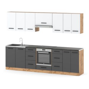 Kuchnia modułowa nowoczesna 2.8m wotan biały szary mat 595380 Kuchnia modułowa nowoczesna 2.8m wotan biały szary mat 595380
