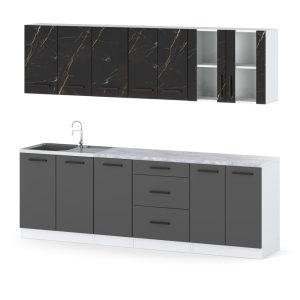 Kuchnia modułowa remino 2.6m biały san sebastian szary mat 576535 Kuchnia modułowa remino 2.6m biały san sebastian szary mat 576535