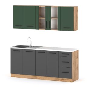 Kuchnia modułowa rest 2.0m wotan butelkowa zieleń szary mat 602058 Kuchnia modułowa rest 2.0m wotan butelkowa zieleń szary mat 602058