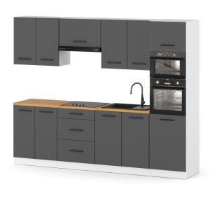Kuchnia modułowa słupek nowoczesna 2.6m biały szary mat 576649 Kuchnia modułowa słupek nowoczesna 2.6m biały szary mat 576649