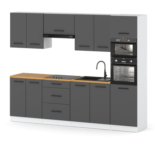 Kuchnia modułowa słupek nowoczesna 2.6m biały szary mat 576649
