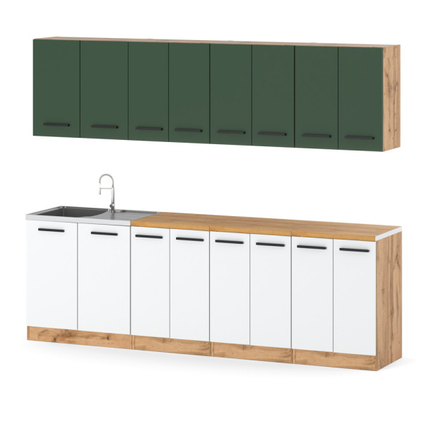 Kuchnia modułowa vero 2.6m wotan butelkowa zieleń biała mat 576596