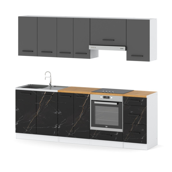 Kuchnia nowoczesna 2.4m modułowa biała szara san sebastian 591200