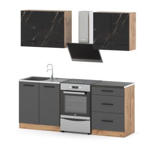 Kuchnia nowoczesna modułowa 2m wotan san sebastian szary 671834 Kuchnia nowoczesna modułowa 2m wotan san sebastian szary 671834