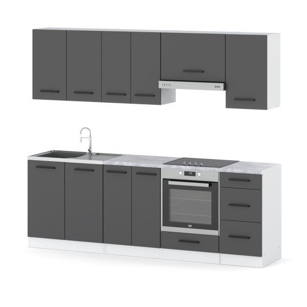 Kuchnia nowoczesna mokka plus 2.4m modułowa biała szara mat 576320