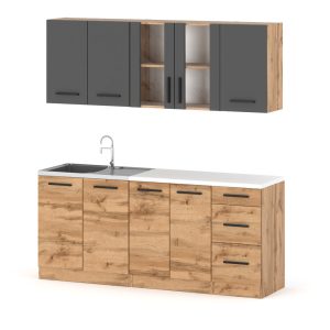 Kuchnia nowoczesna rest 2.0m modułowa wotan szary wotan 602035 Kuchnia nowoczesna rest 2.0m modułowa wotan szary wotan 602035