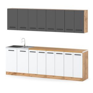 Kuchnia nowoczesna vero 2.6m modułowa wotan biała szara mat 576659 Kuchnia nowoczesna vero 2.6m modułowa wotan biała szara mat 576659