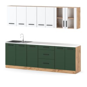 Kuchnia remino 2.6m modułowa wotan biały butelkowa zieleń 576548 Kuchnia remino 2.6m modułowa wotan biały butelkowa zieleń 576548