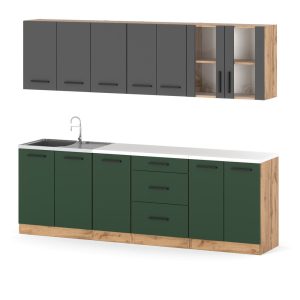 Kuchnia remino 2.6m nowoczesna wotan szary butelkowa zieleń 576554 Kuchnia remino 2.6m nowoczesna wotan szary butelkowa zieleń 576554