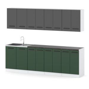 Kuchnia vero 2.6m modułowa biała szara mat butelkowa zieleń 576635 Kuchnia vero 2.6m modułowa biała szara mat butelkowa zieleń 576635