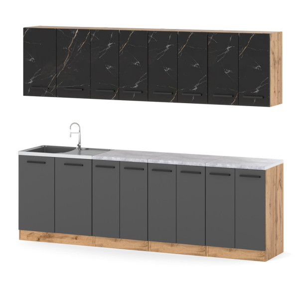 Kuchnia vero 2.6m modułowa wotan san sebastian szara mat 576623